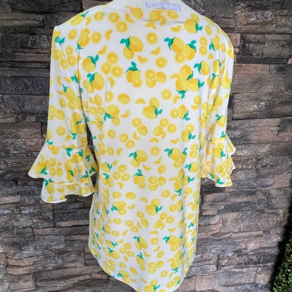 Pappagallo Yellow Green Ruffled Blouse - Picture 3 of 14